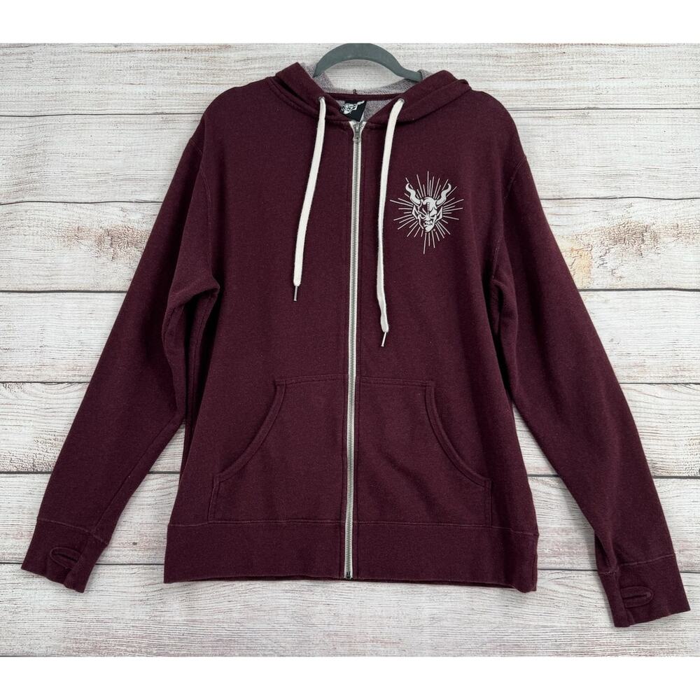 Stone‎ Brewing Gargoyle Logo Full Zip Hoodie Sweatshirt Womens Large Burgundy